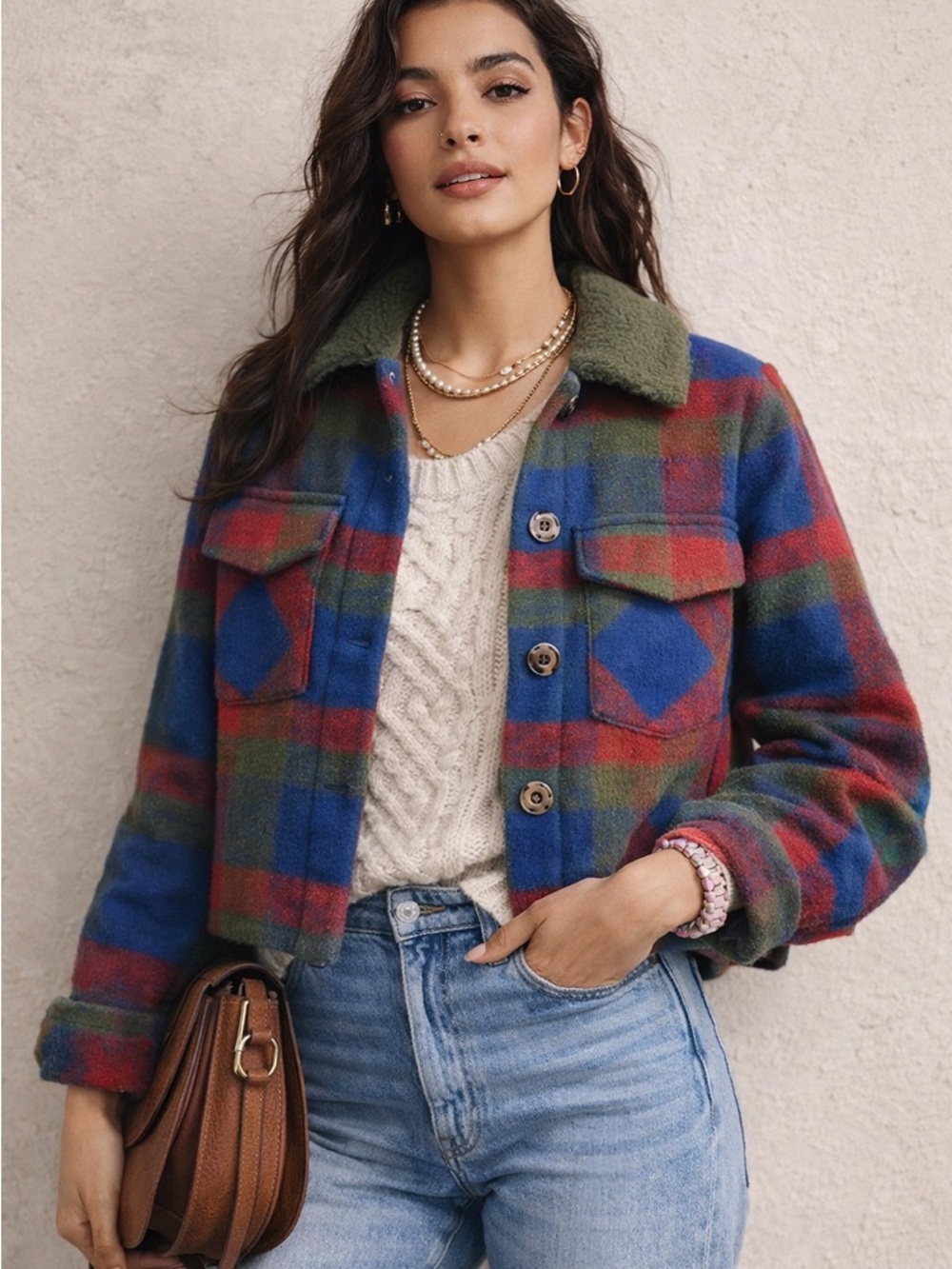 Anthropologie Hutch Oversized Plaid Colorful Shacket Jacket Pink Blue Green XS